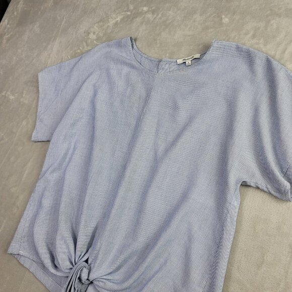 Madewell Blue & White Button-Back Women's Striped Tie Tee | Size M - Picture 6 of 9